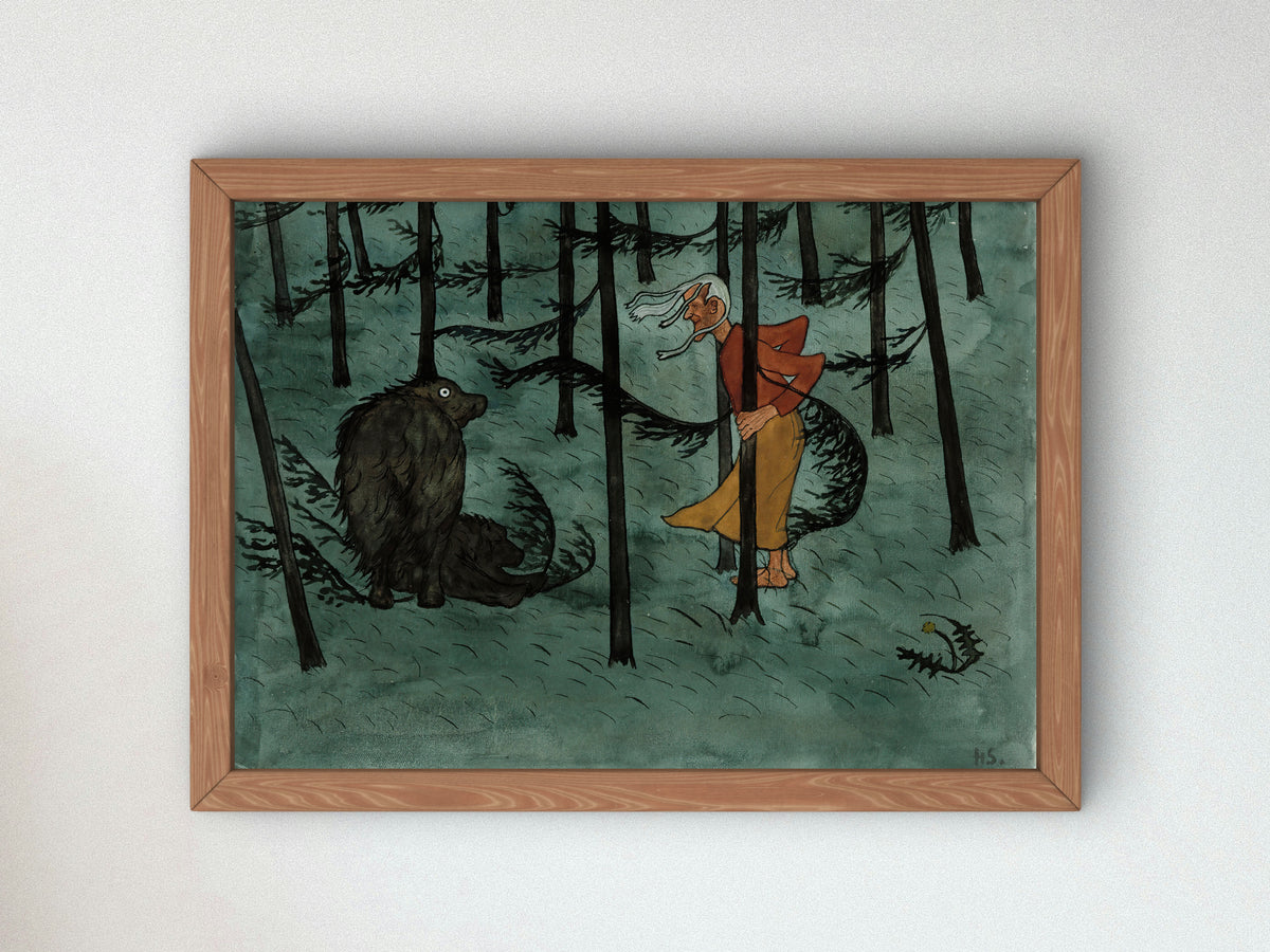 Fear in the Woods by Hugo Simberg 1896, Wall Art Print, Fine Art Reproduction, Museum Quality Decor, Poster