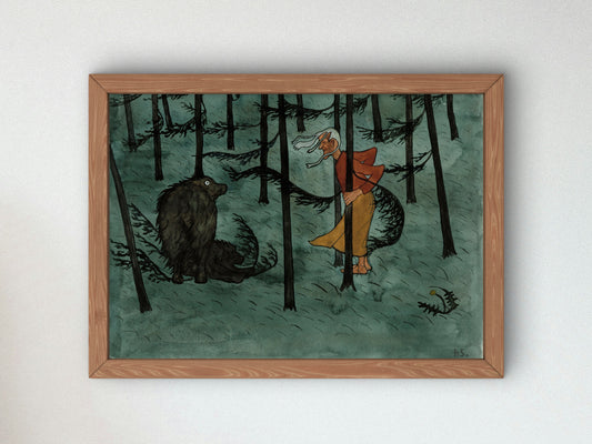 Fear in the Woods by Hugo Simberg 1896, Wall Art Print, Fine Art Reproduction, Museum Quality Decor, Poster
