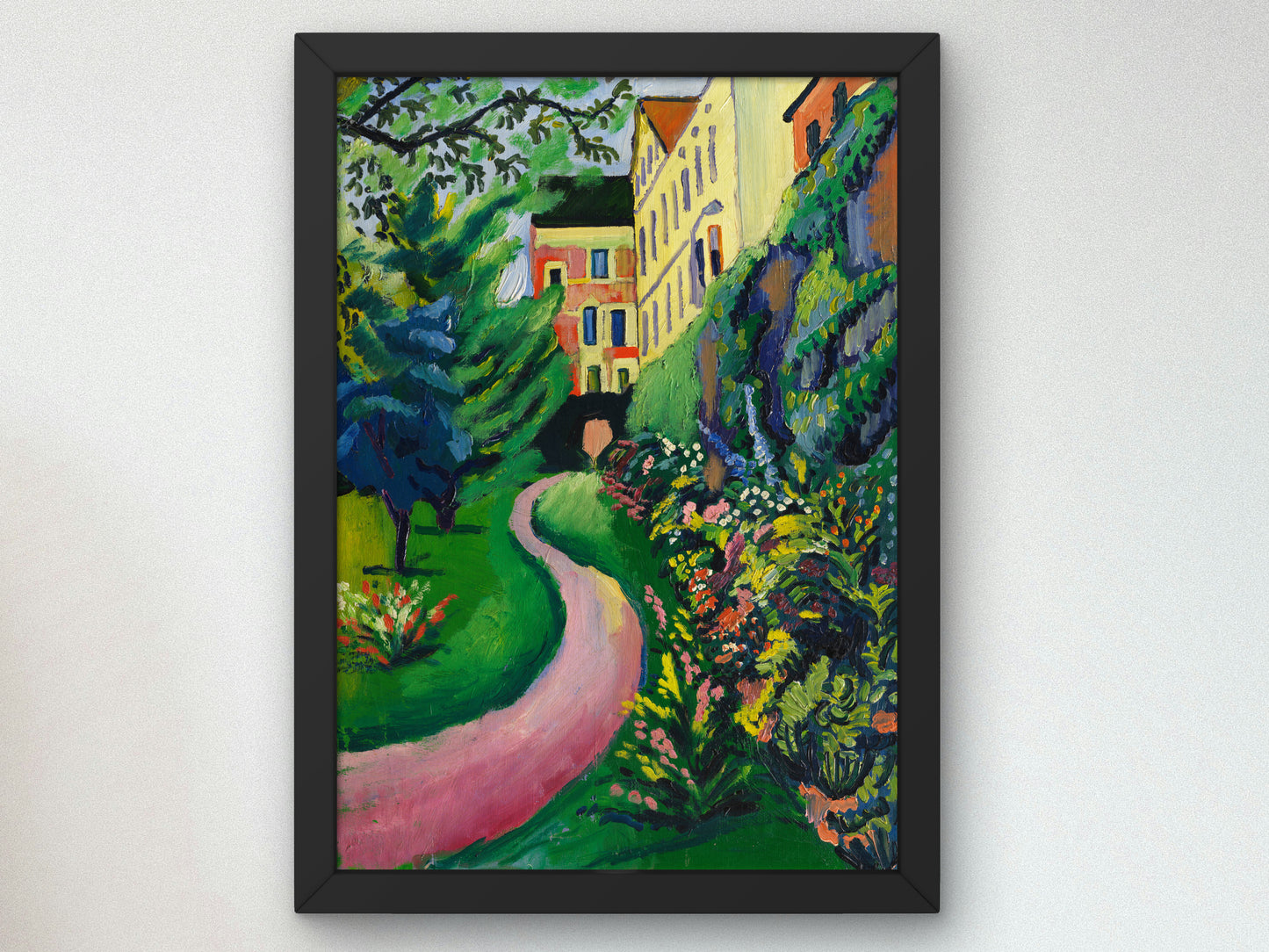 Our Garden with Flowering Borders by August Macke 1912, Wall Art Print, Fine Art Reproduction, Museum Quality Decor, Poster