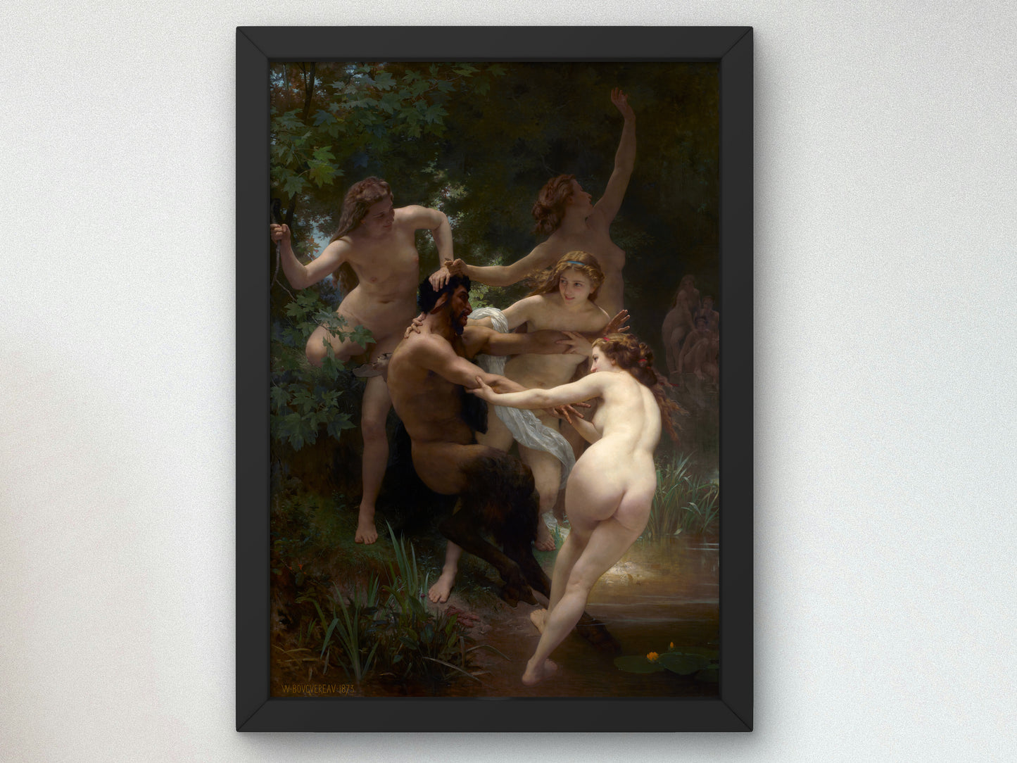 Nymphs and Satyr by William Bouguereau 1873, Wall Art Print, Fine Art Reproduction, Museum Quality Decor, Poster