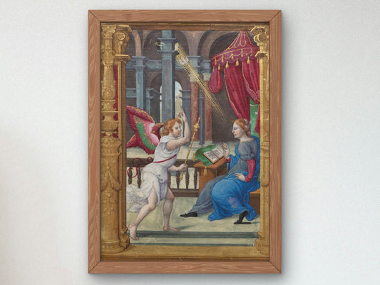 The Annunciation, Matins, Office of the Virgin by Noël Bellemare 1530, Wall Art Print, Fine Art Reproduction, Museum Quality Decor, Poster