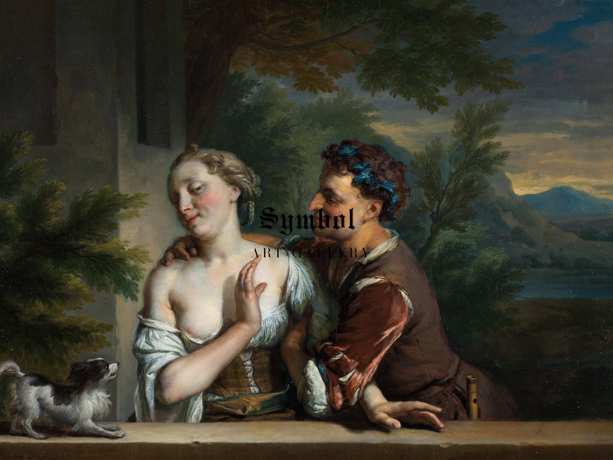 A Man Trying to Embrace a Woman by Carel de Moor, Wall Art Print, Fine Art Reproduction, Museum Quality Decor, Poster