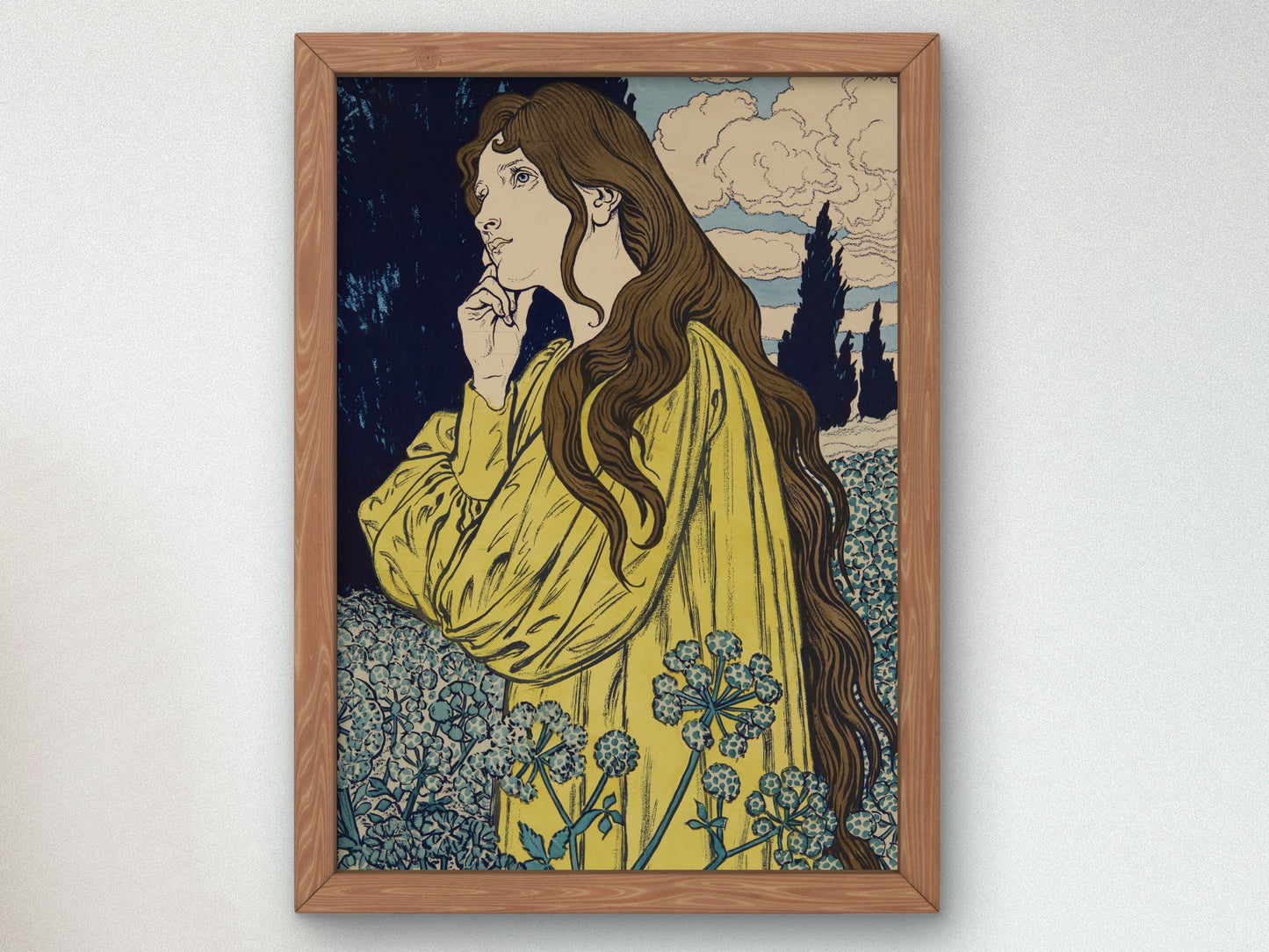 Méditation by Eugène Grasset 1897, Wall Art Print, Fine Art Reproduction, Museum Quality Decor, Poster