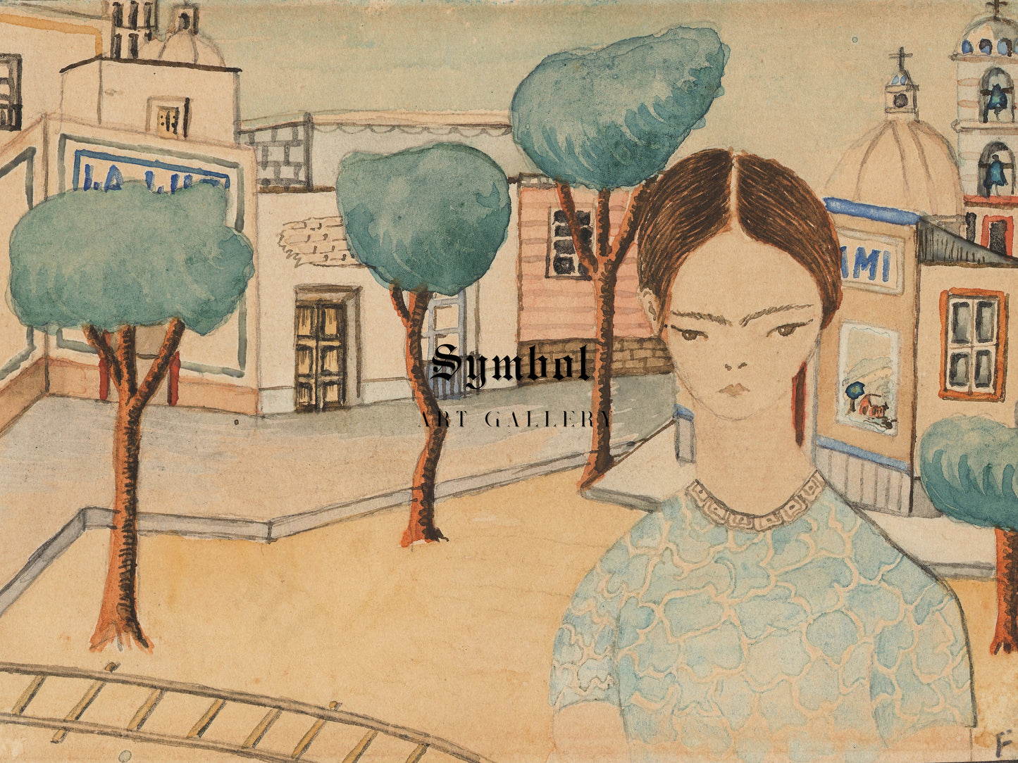 Frida Kahlo in Coyoacán by Frida Kahlo 1927, Wall Art Print, Fine Art Reproduction, Museum Quality Decor, Poster