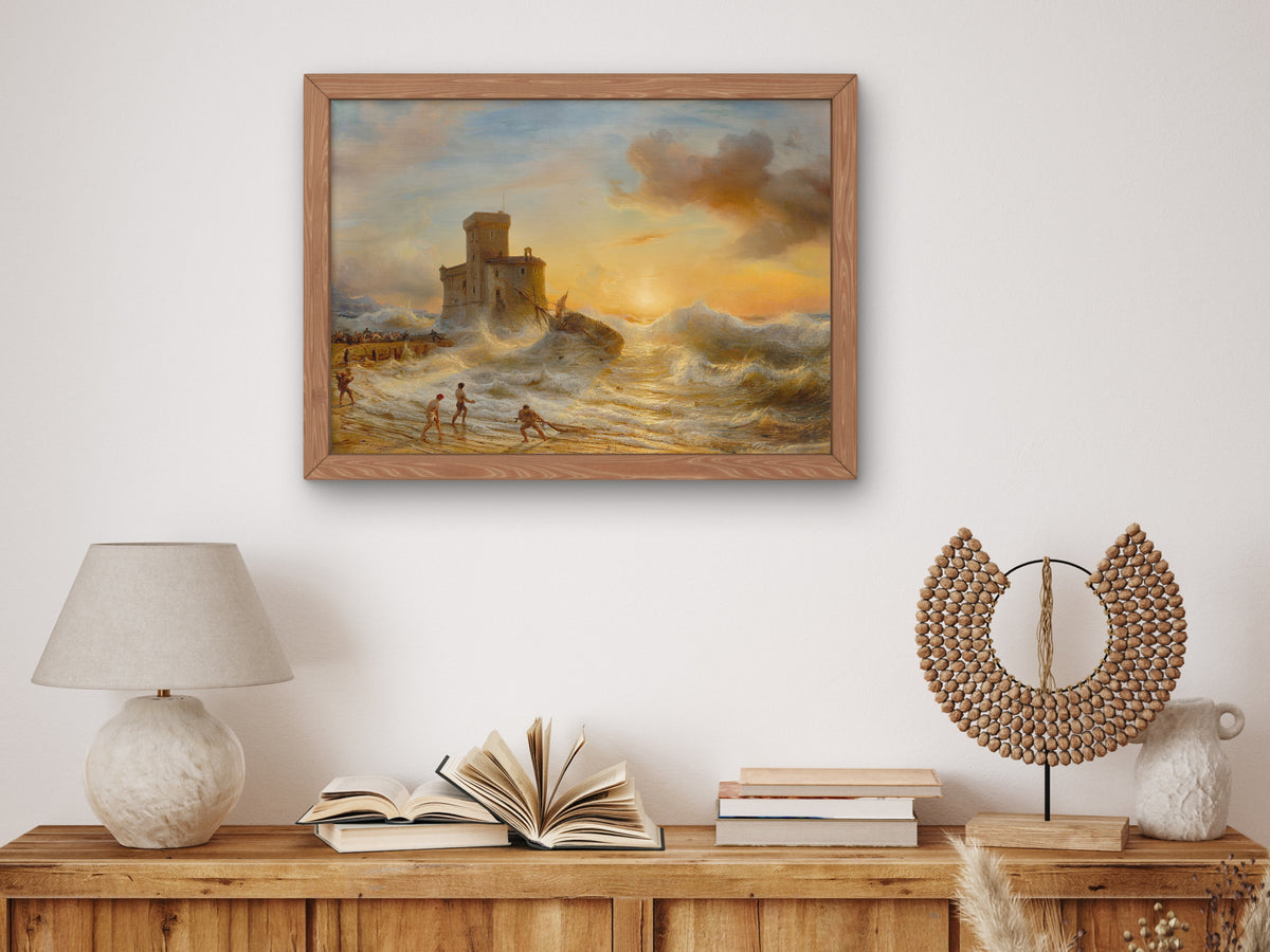 Shipwreck at Castello sul Mare in Rapallo by Théodore Gudin 1833, Wall Art Print, Fine Art Reproduction, Museum Quality Decor, Poster