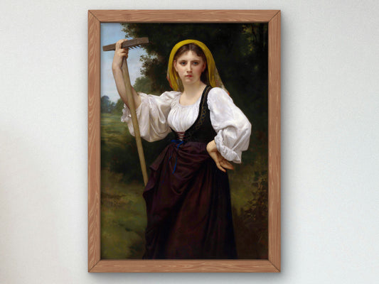 The Haymaker by William Bouguereau 1870, Wall Art Print, Fine Art Reproduction, Museum Quality Decor, Poster