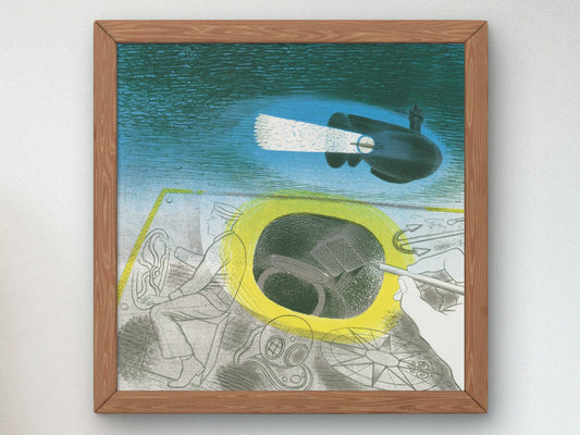 Submarine Series Introductory Lithograph by Eric Ravilious 1941, Wall Art Print, Fine Art Reproduction, Museum Quality Decor, Poster