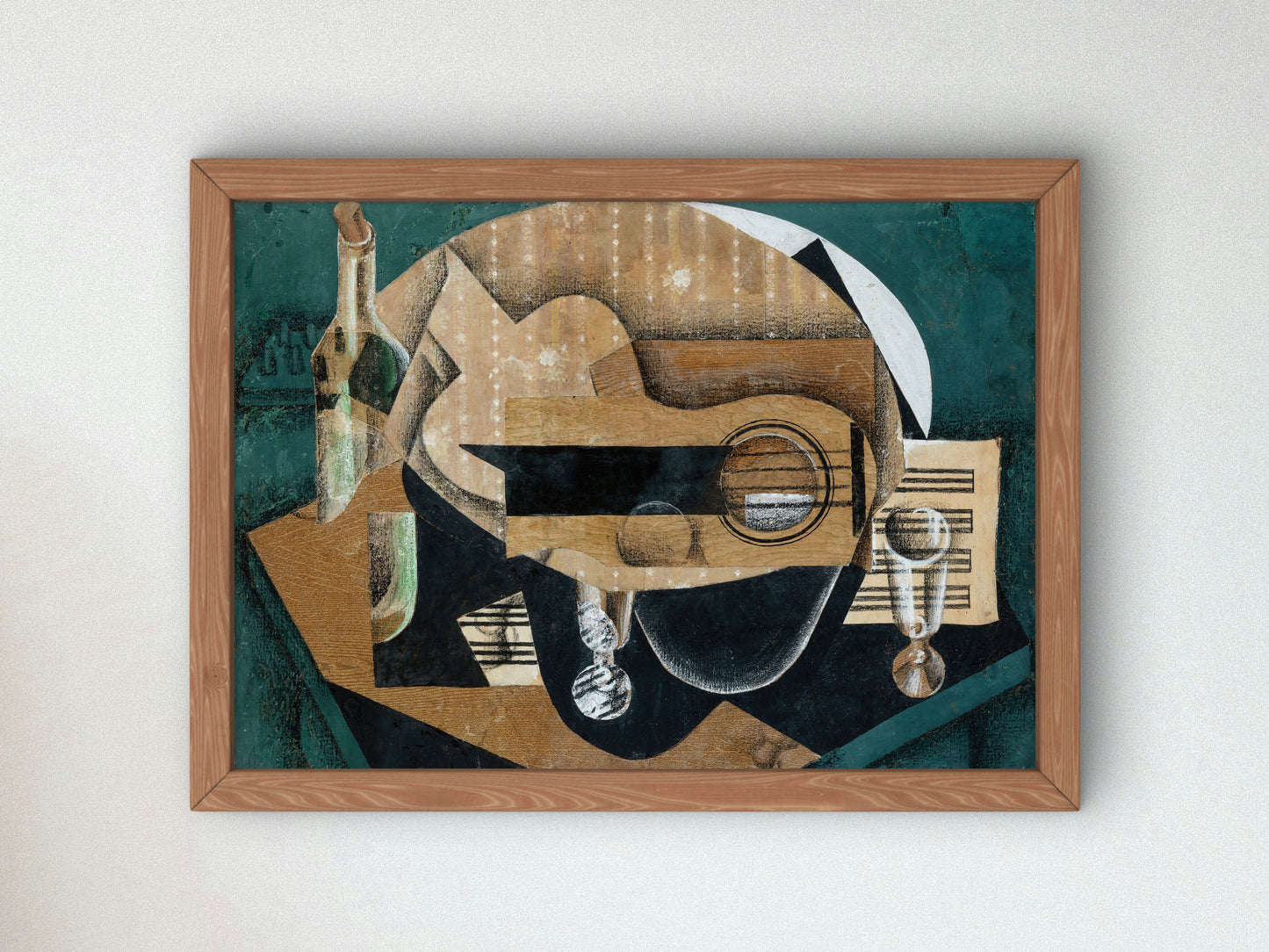 A Guitar, Glasses and a Bottle by Juan Gris 1913, Wall Art Print, Fine Art Reproduction, Museum Quality Decor, Poster