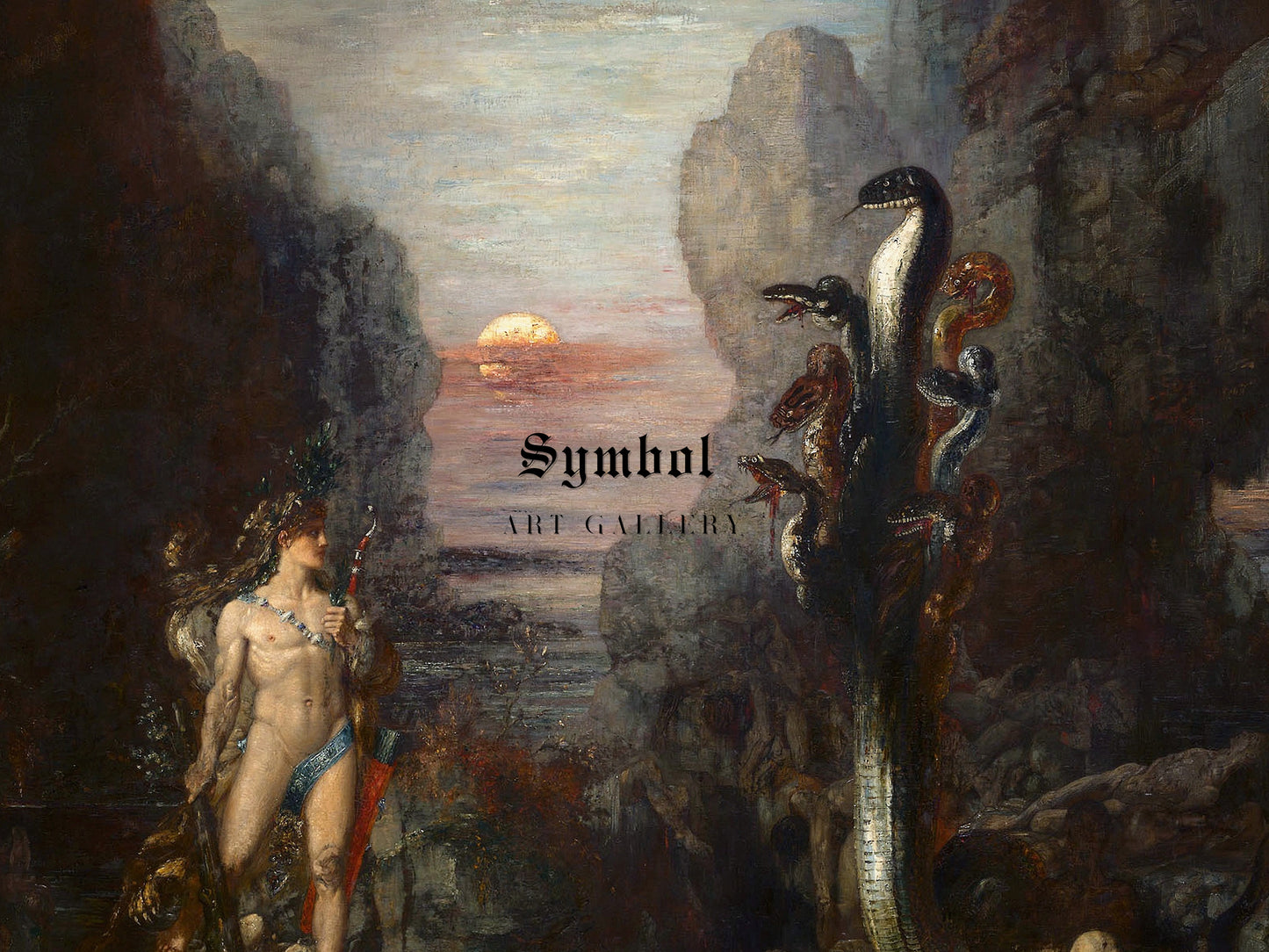 Hercules and the Lernaean Hydra by Gustave Moreau 1875, Wall Art Print, Fine Art Reproduction, Museum Quality Decor, Poster