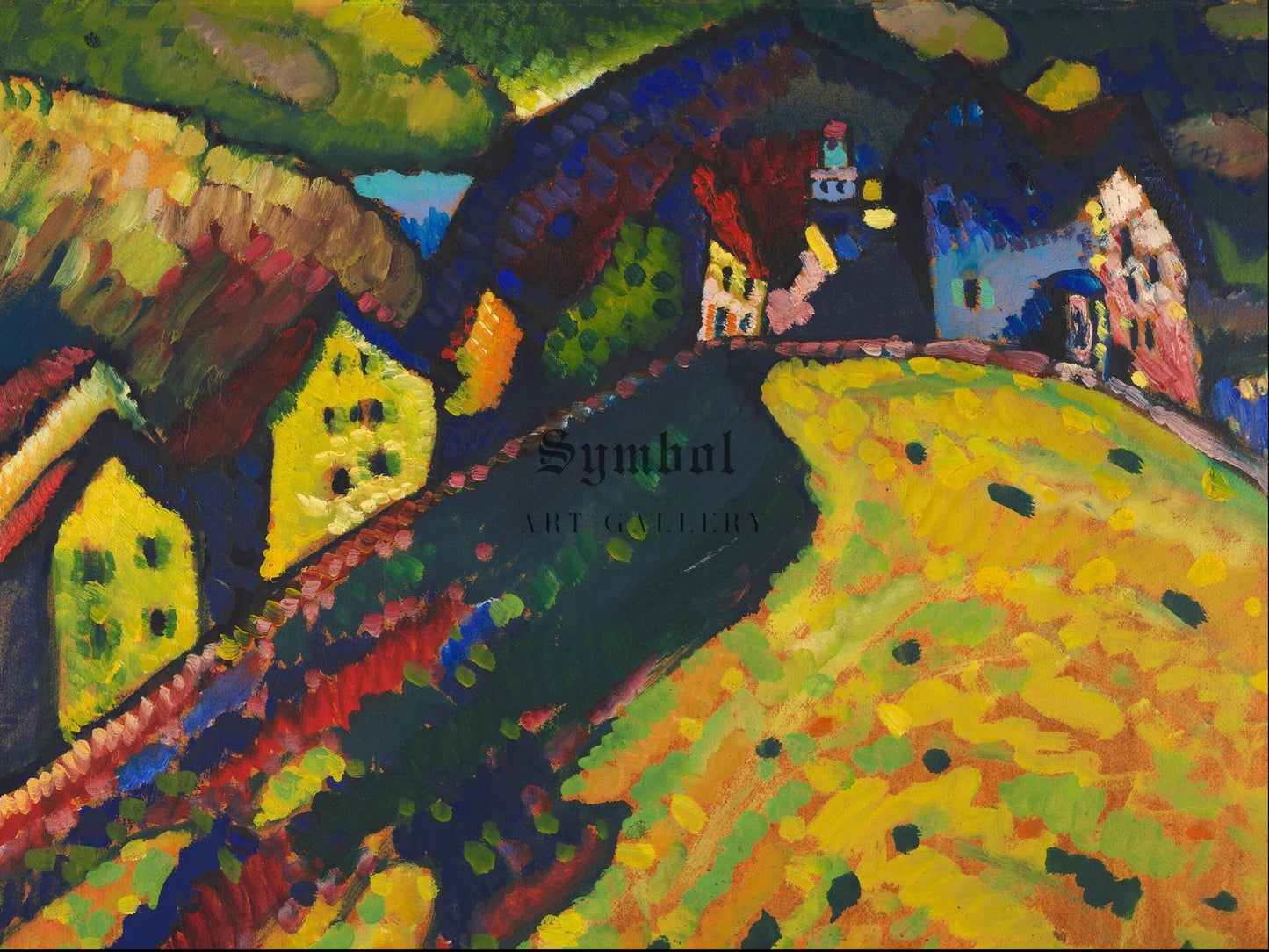 Houses at Murnau by Vasily Kandinsky 1909, Wall Art Print, Fine Art Reproduction, Museum Quality Decor, Poster