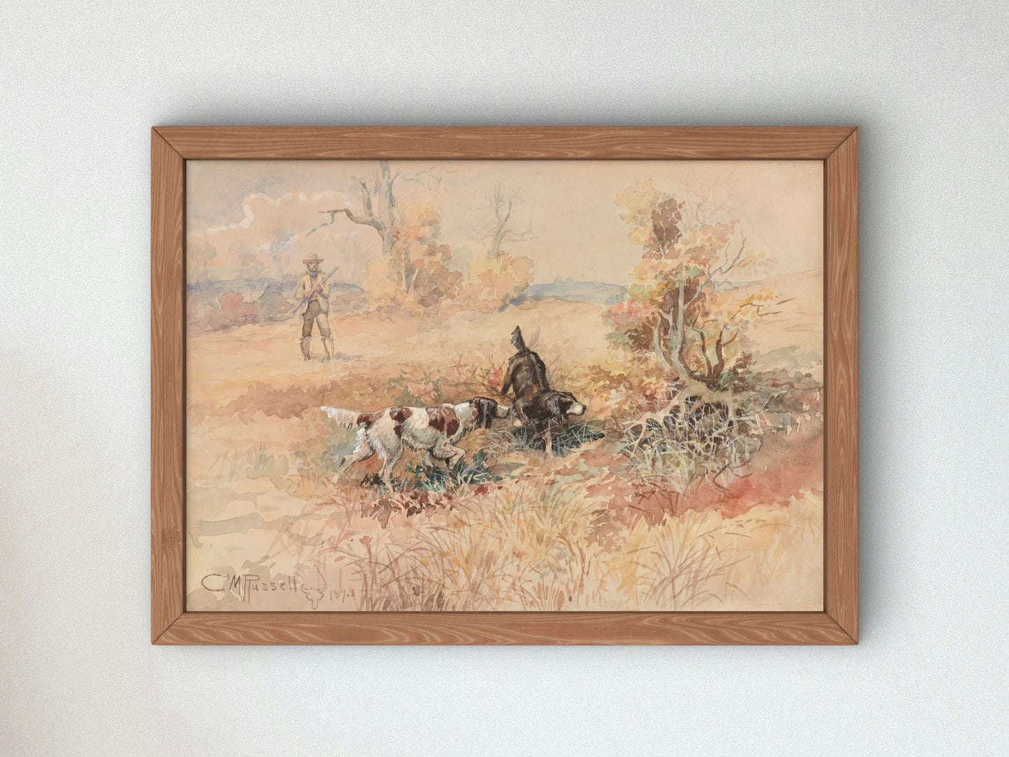 Huntsman and Dogs by Charles Marion Russell 1898, Wall Art Print, Fine Art Reproduction, Museum Quality Decor, Poster