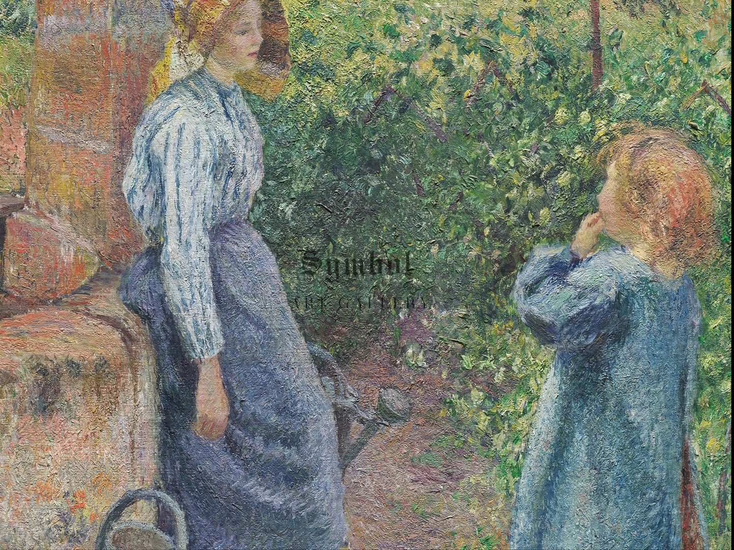 Woman and Child at the Well by Camille Pissarro 1882, Wall Art Print, Fine Art Reproduction, Museum Quality Decor, Poster