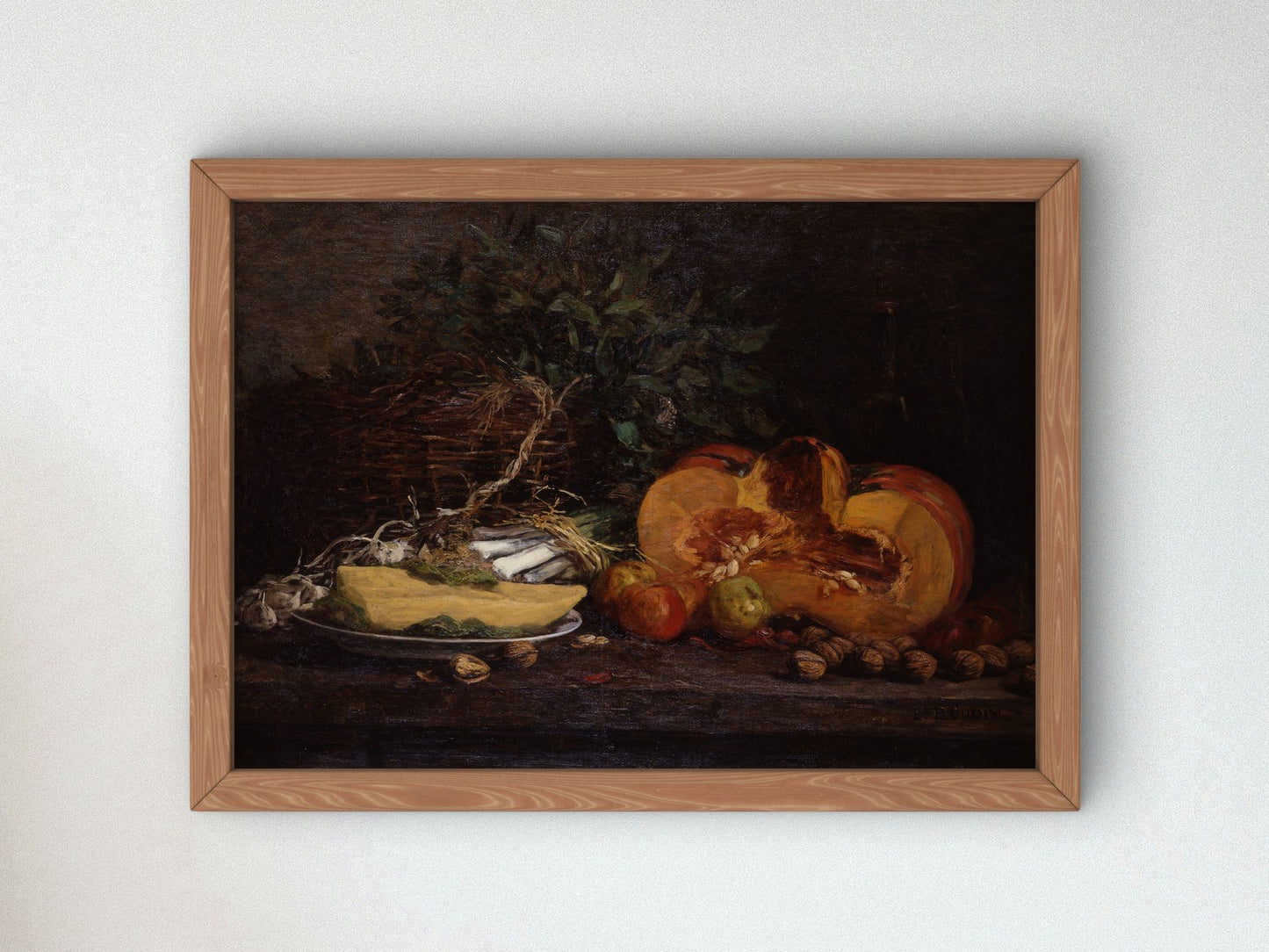 Still Life with Pumpkin by Eugène Boudin, Wall Art Print, Fine Art Reproduction, Museum Quality Decor, Poster