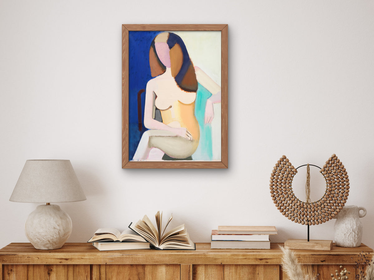 Seated Female Nude by Vilhelm Lundstrom 1950, Wall Art Print, Fine Art Reproduction, Museum Quality Decor, Poster