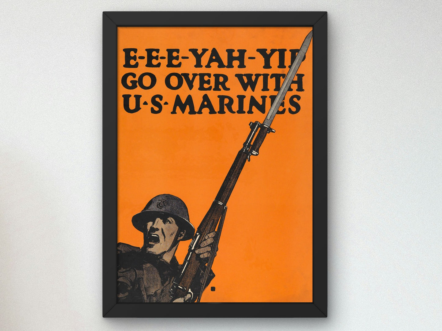 Eee Yah Yip Go Over with U.S. Marines by Charles Buckles Falls 1917, Wall Art Print, Fine Art Reproduction, Museum Quality Decor, Poster