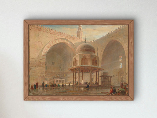 Interior of the Mosque of Sultan Hassan Cairo by Edward Angelo Goodall 1880, Wall Art Print, Fine Art Reproduction, Museum Quality Decor