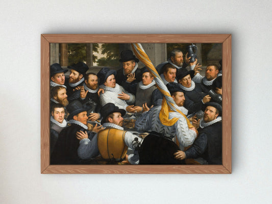 Banquet of Members of the Haarlem Calivermen Civic Guard by Cornelis Cornelisz van Haarlem 1583, Wall Art Print, Fine Art Reproduction