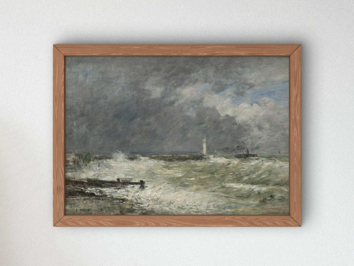 Entrées des jetées du Havre par gros temps by Eugène Boudin 1895, Wall Art Print, Fine Art Reproduction, Museum Quality Decor, Poster