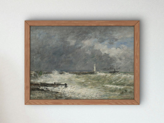 Entrées des jetées du Havre par gros temps by Eugène Boudin 1895, Wall Art Print, Fine Art Reproduction, Museum Quality Decor, Poster