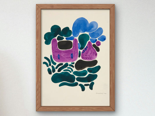 Abstraction Based on Flower Forms I by David Kakabadzé 1921, Wall Art Print, Fine Art Reproduction, Museum Quality Decor, Poster