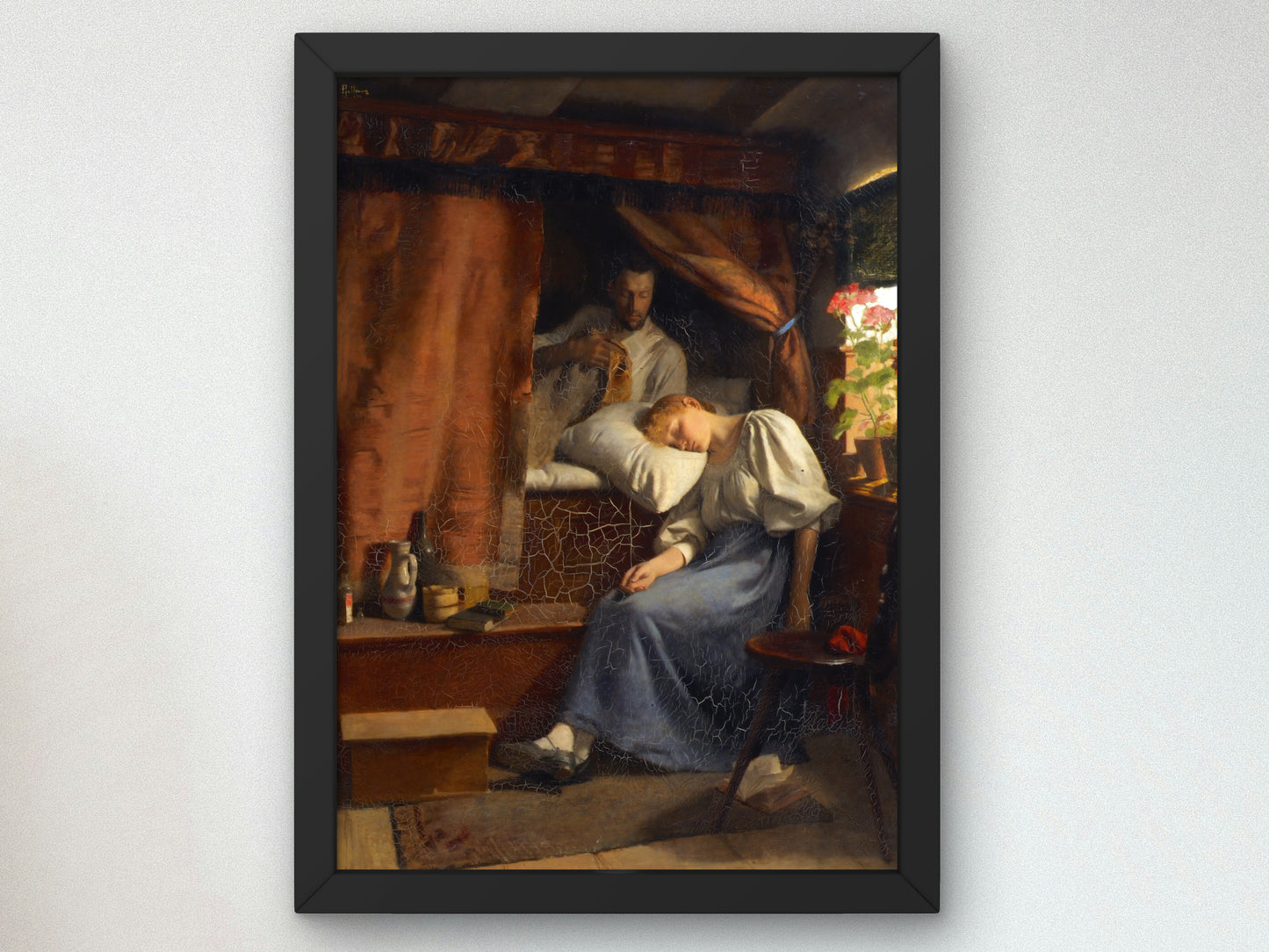 At the Sickbed by Alexander Rothaug 1890, Wall Art Print, Fine Art Reproduction, Museum Quality Decor, Poster