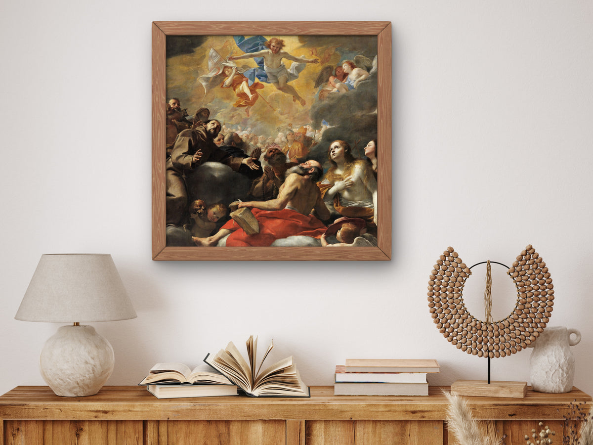 Christ in Glory with Saints by Mattia Preti, Wall Art Print, Fine Art Reproduction, Museum Quality Decor, Poster