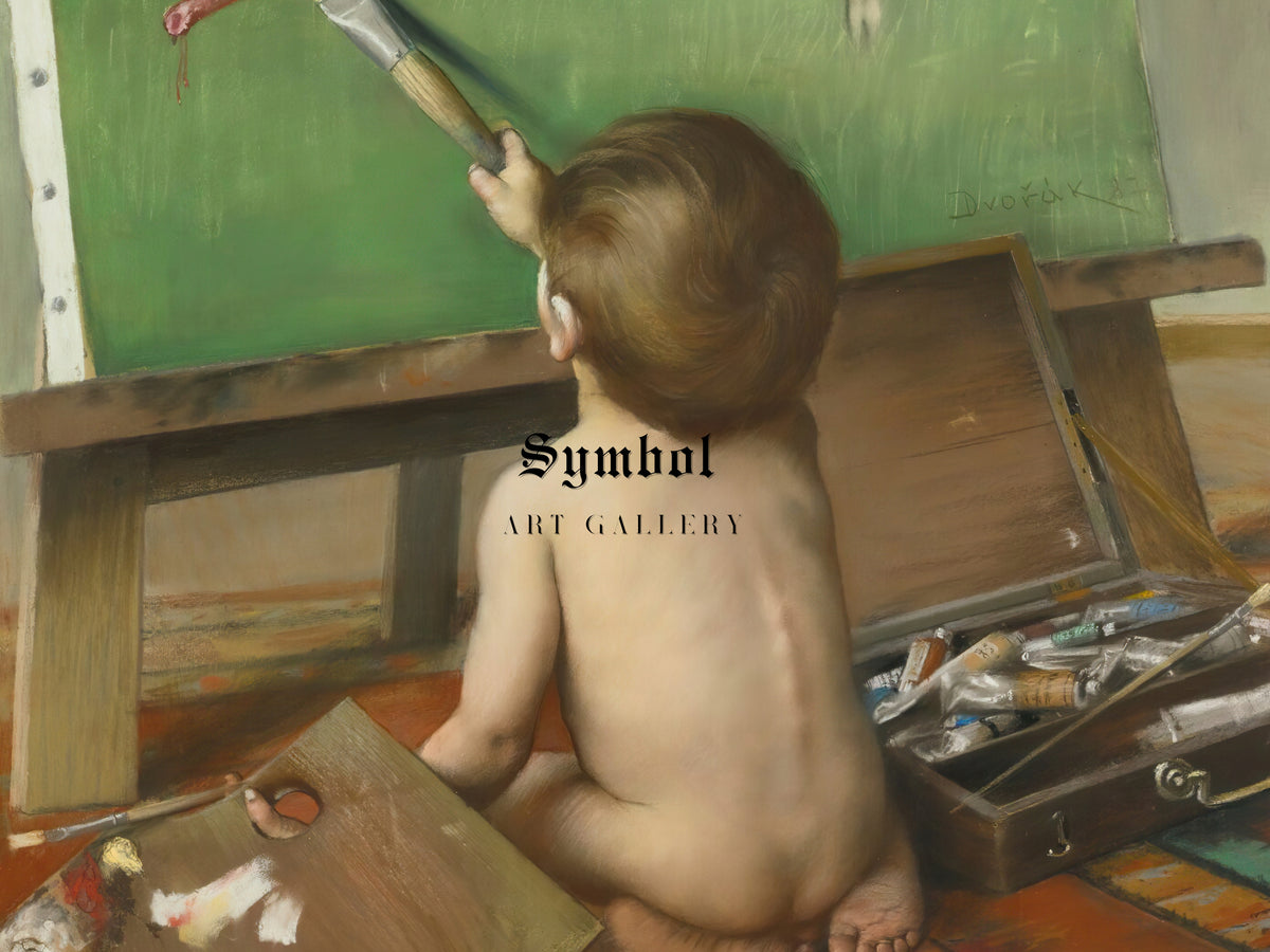 The Young Artist Playing Tricks by Frantisek Dvorak 1887, Wall Art Print, Fine Art Reproduction, Museum Quality Decor, Poster