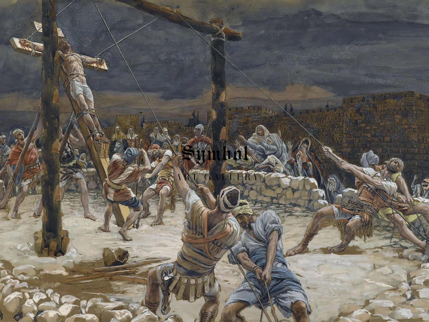 The Raising of the Cross by James Tissot, Wall Art Print, Fine Art Reproduction, Museum Quality Decor, Poster