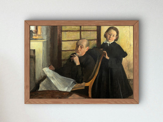 Henri Degas and His Niece Lucie Degas by Edgar Degas 1875, Wall Art Print, Fine Art Reproduction, Museum Quality Decor, Poster