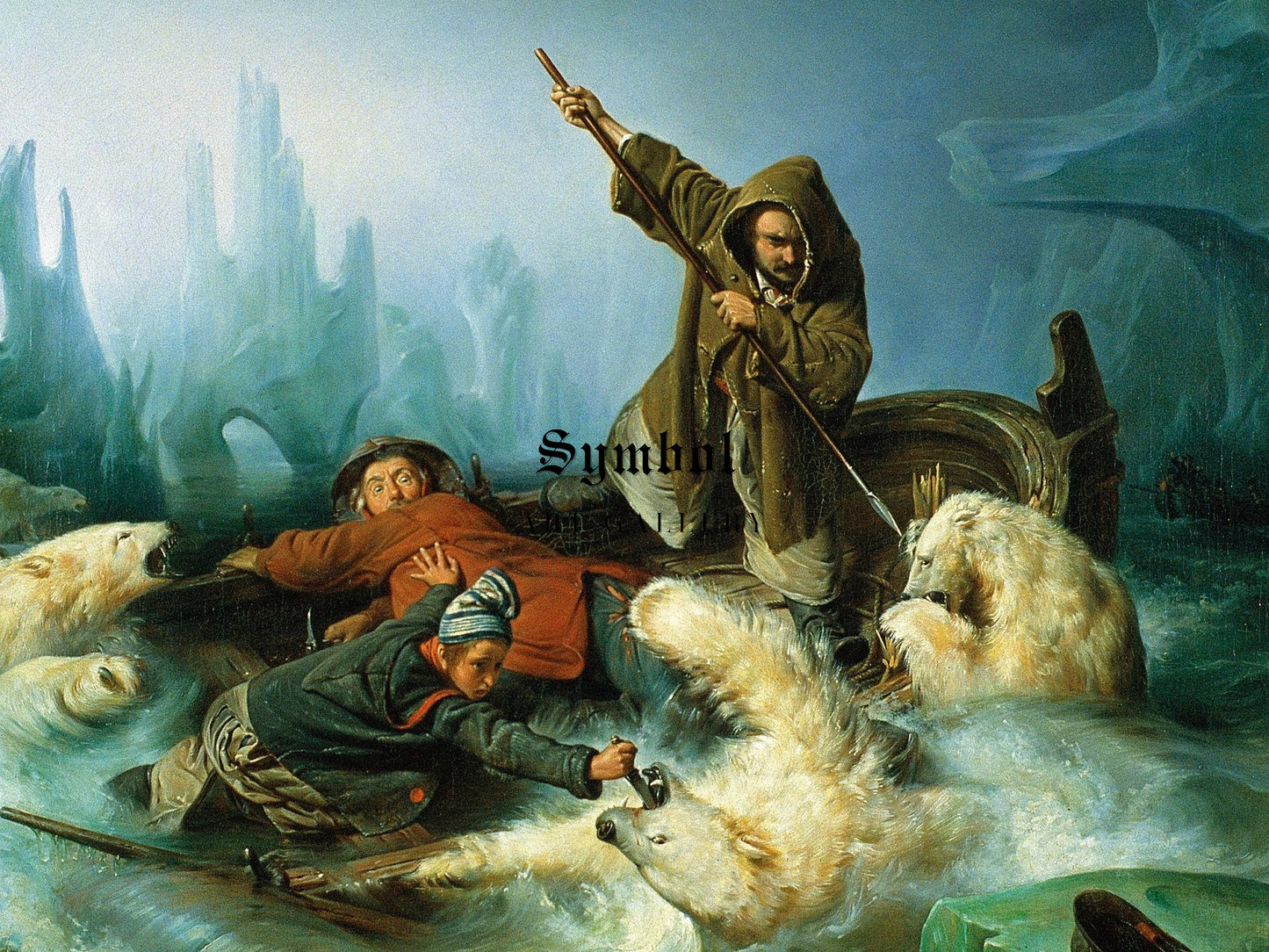 Fighting Polar Bears by Francois Auguste Biard, Wall Art Print, Fine Art Reproduction, Museum Quality Decor, Poster