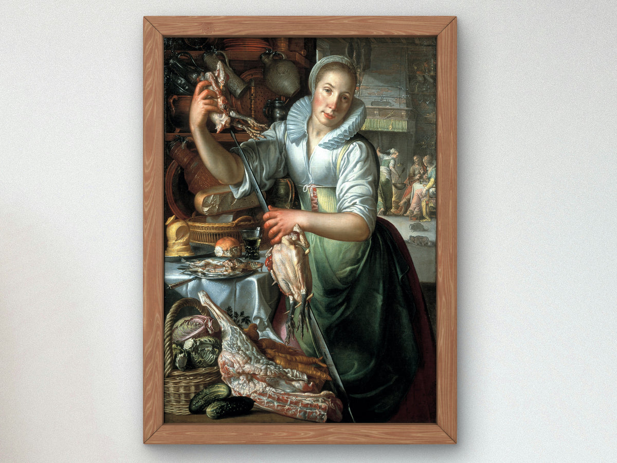 The Kitchen Maid by Joachim Wtewael 1615, Wall Art Print, Fine Art Reproduction, Museum Quality Decor, Poster