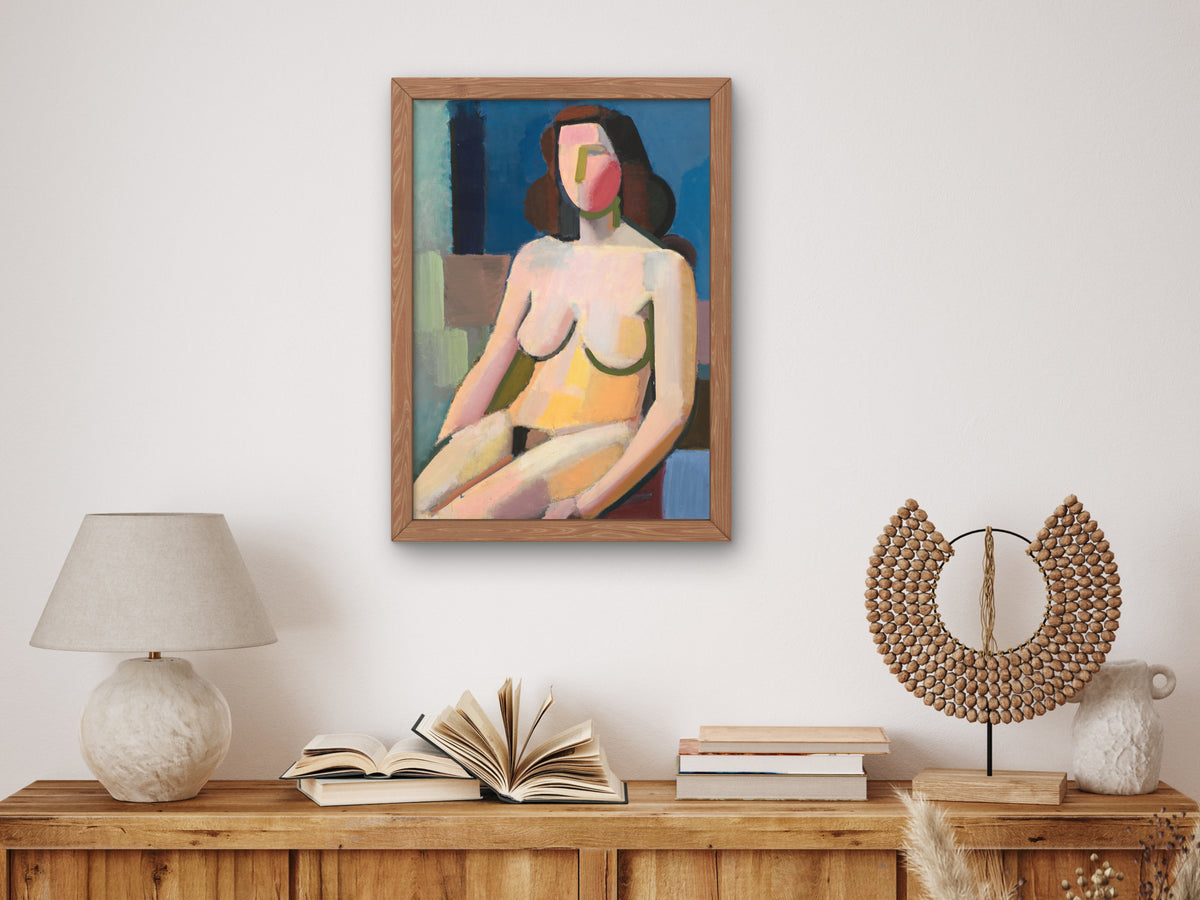 Seated Female Nude by Vilhelm Lundstrom 1940, Wall Art Print, Fine Art Reproduction, Museum Quality Decor, Poster