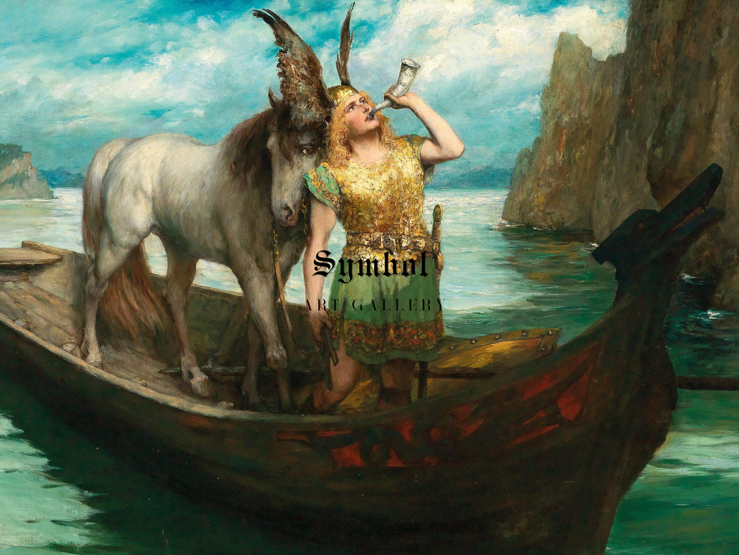 Götterdämmerung Act I Siegfried's Rhine Journey by Ferdinand Leeke 1908, Wall Art Print, Fine Art Reproduction, Museum Quality Decor, Poster