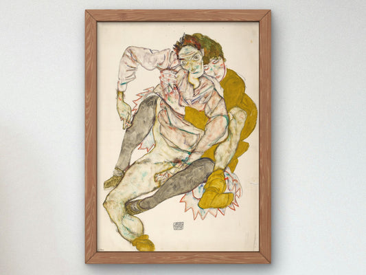 Seated Couple by Egon Schiele 1915, Wall Art Print, Fine Art Reproduction, Museum Quality Decor, Poster