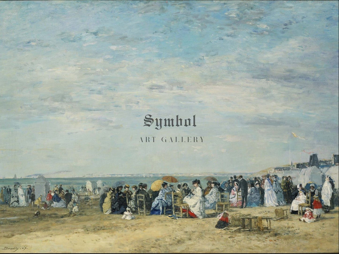 Beach of Trouville by Eugène Boudin 1867, Wall Art Print, Fine Art Reproduction, Museum Quality Decor, Poster