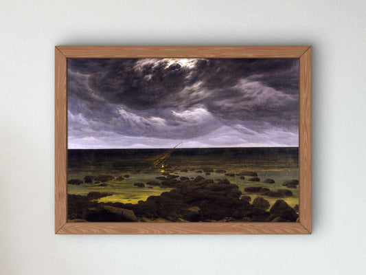 Sea Coast at Moonlight by Caspar David Friedrich 1830, Wall Art Print, Fine Art Reproduction, Museum Quality Decor, Poster