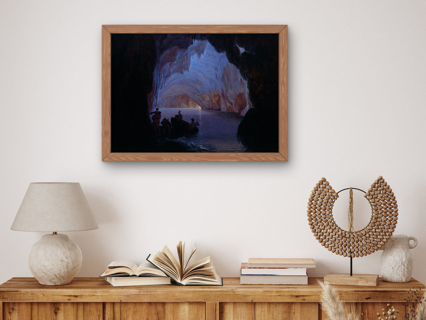 The Blue Grotto of Capri by Heinrich Jakob Fried 1835, Wall Art Print, Fine Art Reproduction, Museum Quality Decor, Poster