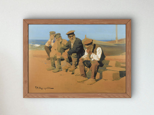 Fishermen by Feliks Wygrzywalski, Wall Art Print, Fine Art Reproduction, Museum Quality Decor, Poster