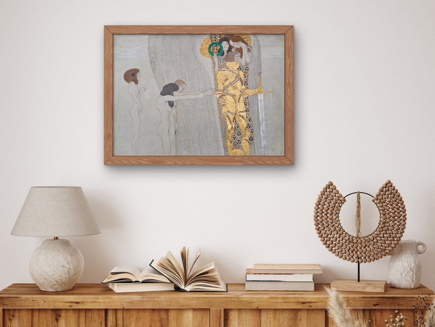 Beethoven Frieze The Sufferings of Weak Humanity and The Well Armed Strong One by Gustav Klimt 1901, Wall Art Print, Fine Art Reproduction