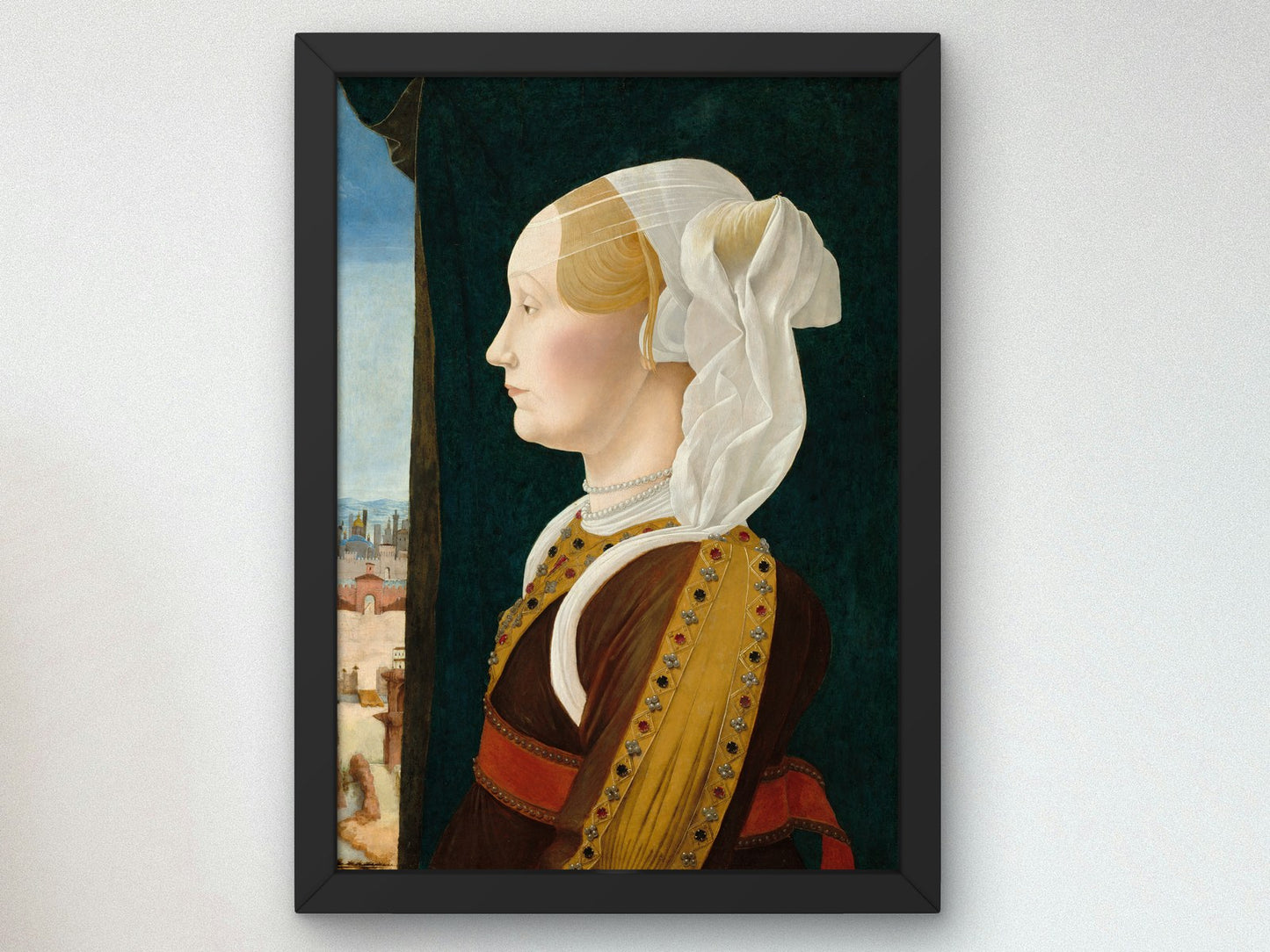 Portrait of Ginevra Bentivoglio by Ercole de' Roberti 1475, Wall Art Print, Fine Art Reproduction, Museum Quality Decor, Poster