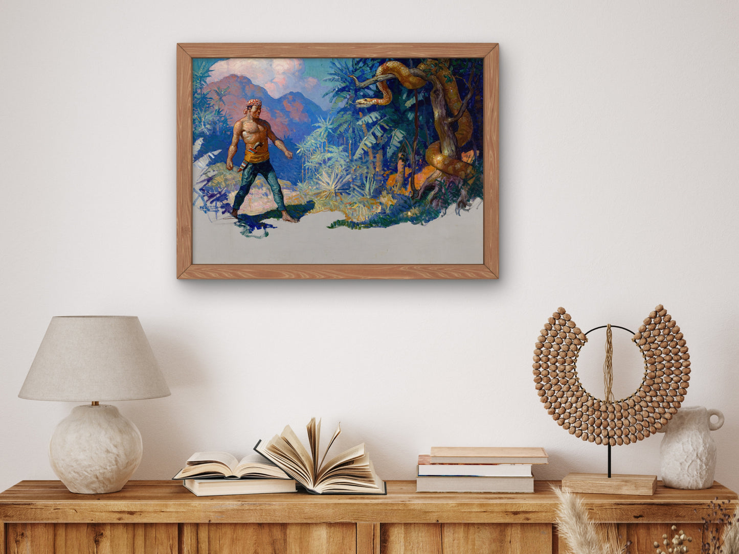 Memgumban Gets the Idea by Newell Convers Wyeth 1920, Wall Art Print, Fine Art Reproduction, Museum Quality Decor, Poster