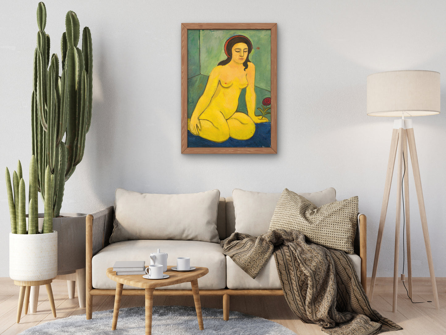 Nude Girl with Red Flower by August Macke 1911, Wall Art Print, Fine Art Reproduction, Museum Quality Decor, Poster