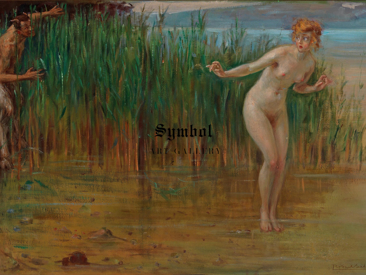 Surprised by a Faun by Robert Schiff, Wall Art Print, Fine Art Reproduction, Museum Quality Decor, Poster