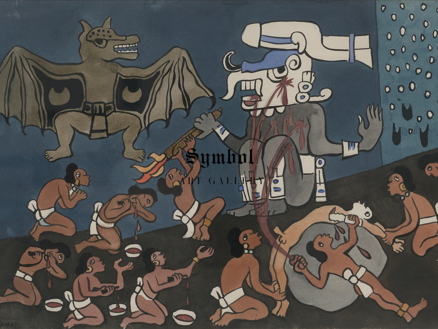 Human Sacrifice before Tohil by Diego Rivera 1931, Wall Art Print, Fine Art Reproduction, Museum Quality Decor, Poster