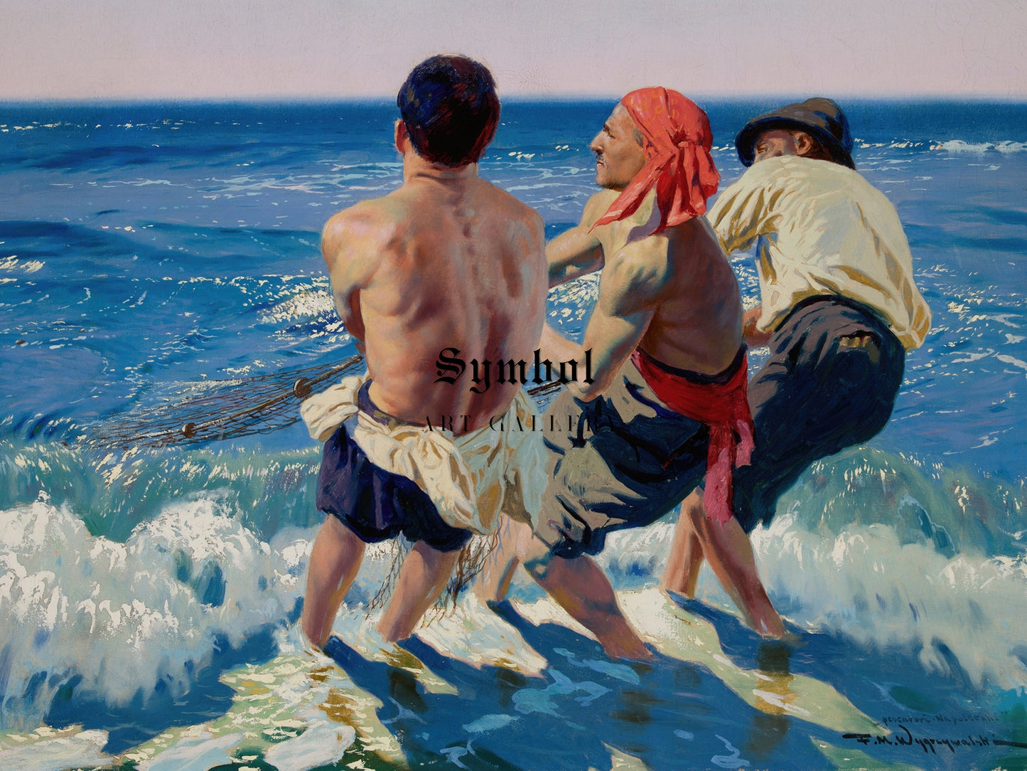 Neapolitan Fishermen by Feliks Wygrzywalski 1915, Wall Art Print, Fine Art Reproduction, Museum Quality Decor, Poster