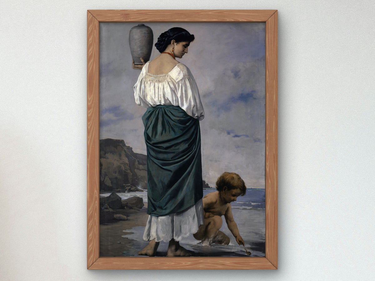 At the Beach, Fisher Maiden in Antium by Anselm Feuerbach 1870, Wall Art Print, Fine Art Reproduction, Museum Quality Decor, Poster