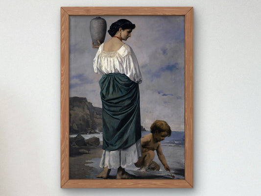 At the Beach, Fisher Maiden in Antium by Anselm Feuerbach 1870, Wall Art Print, Fine Art Reproduction, Museum Quality Decor, Poster