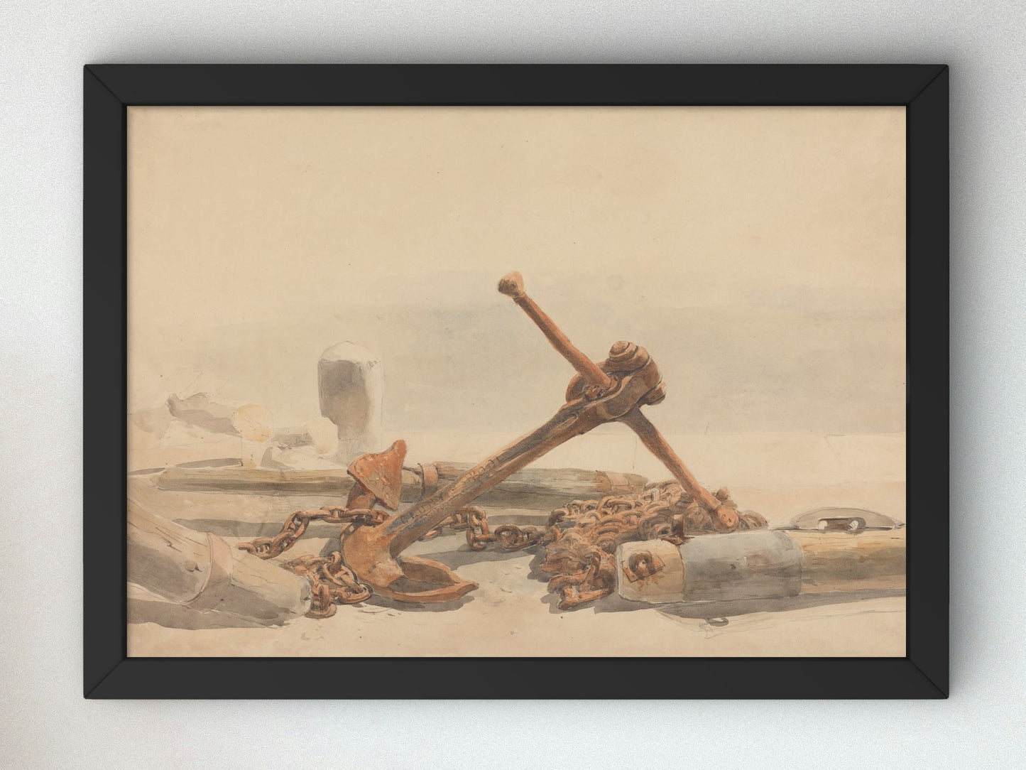 Spar and Anchor by Edward Angelo Goodall 1850, Wall Art Print, Fine Art Reproduction, Museum Quality Decor, Poster