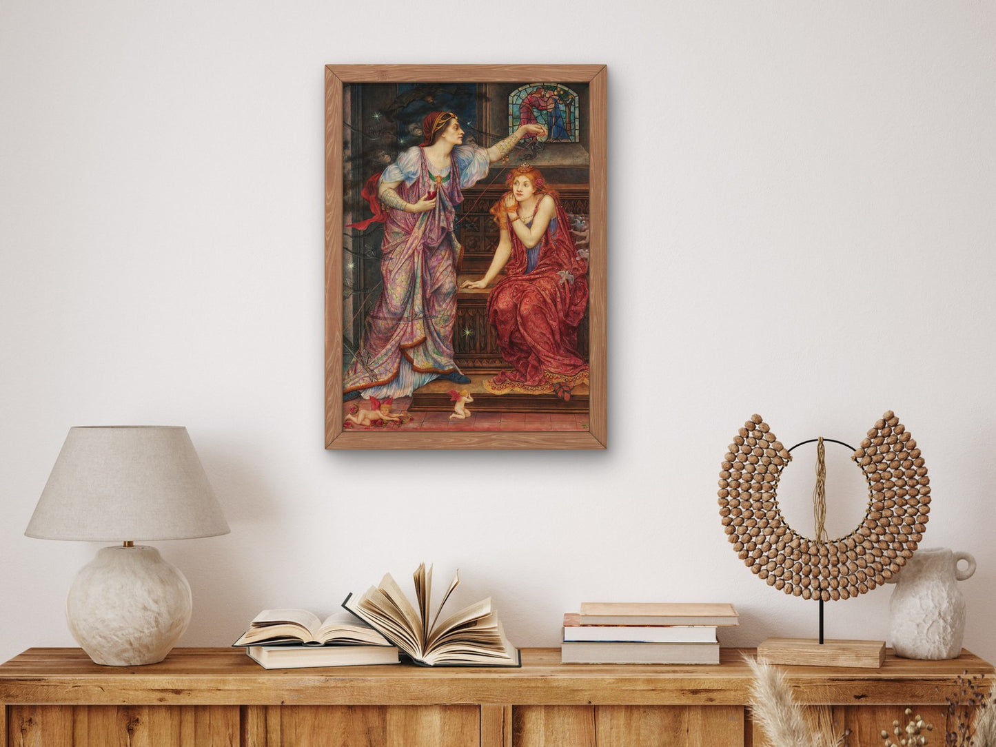 Queen Eleanor and the Fair Rosamund by Evelyn De Morgan 1901, Wall Art Print, Fine Art Reproduction, Museum Quality Decor, Poster