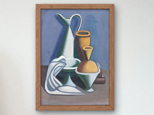 Still Life with Water Jug, Towel and Jars by Vilhelm Lundstrom 1929, Wall Art Print, Fine Art Reproduction, Museum Quality Decor, Poster